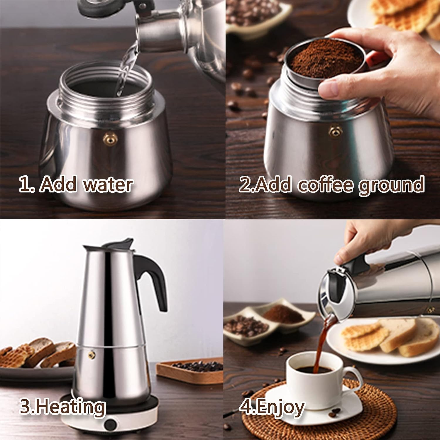 4/أكواب-ماكينة صنع قهوة موكا - مراجعة Coffee Equipment Espresso وسعره